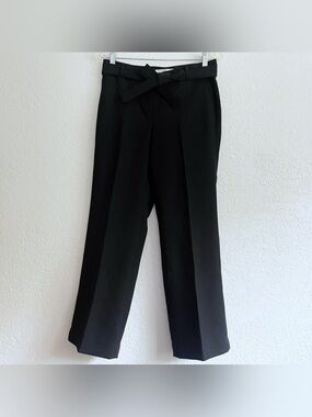NWT RSVP by Talbots High-Waist Black Trousers Pants Tie Belt 2P Petite Classic